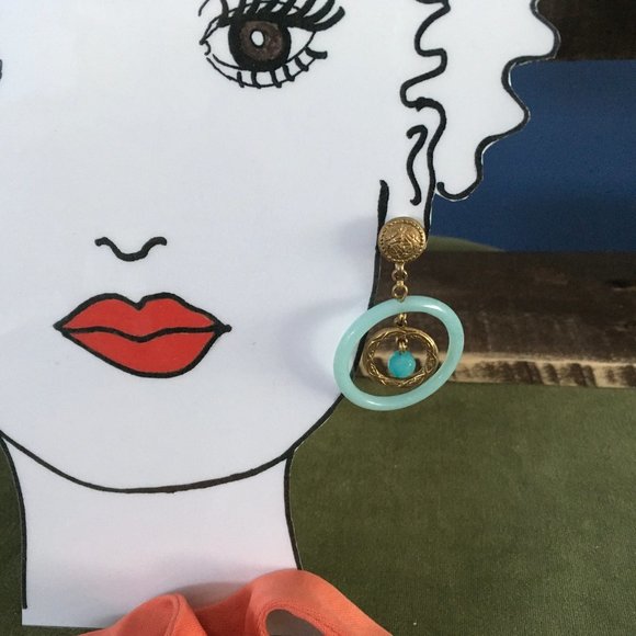 Stephen Dweck Bronze and Amazonite Clip Earrings - Picture 3 of 10